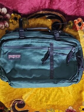 Y2K Jansport Dark Green Travel Duffel Backpack Bag